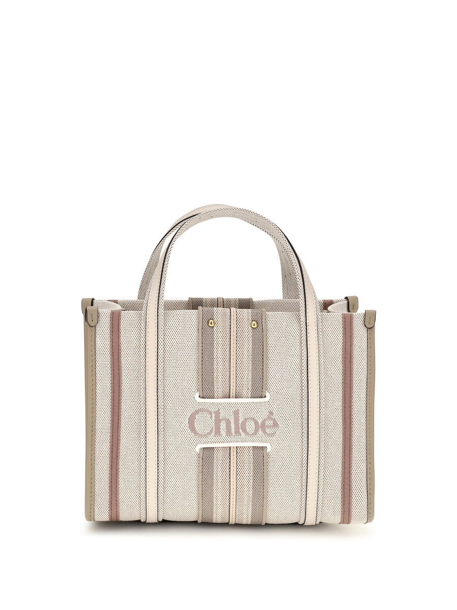Small Woody Loop Canvas Tote Bag Nude Cotton; Viscose Shoulder