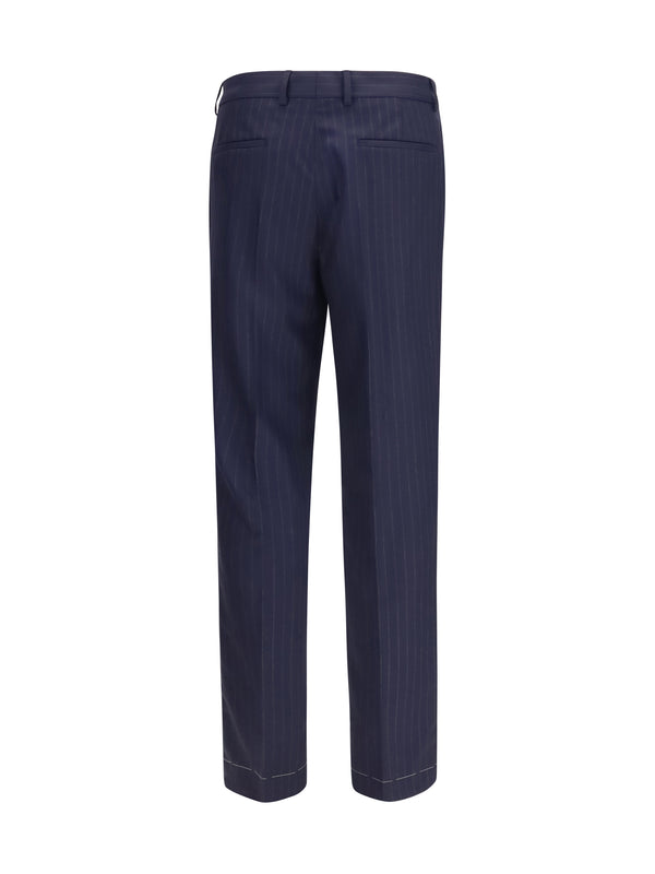 Pants Batavia Pinstriped Navy Fleece Wool (ovis Aries) Trousers
