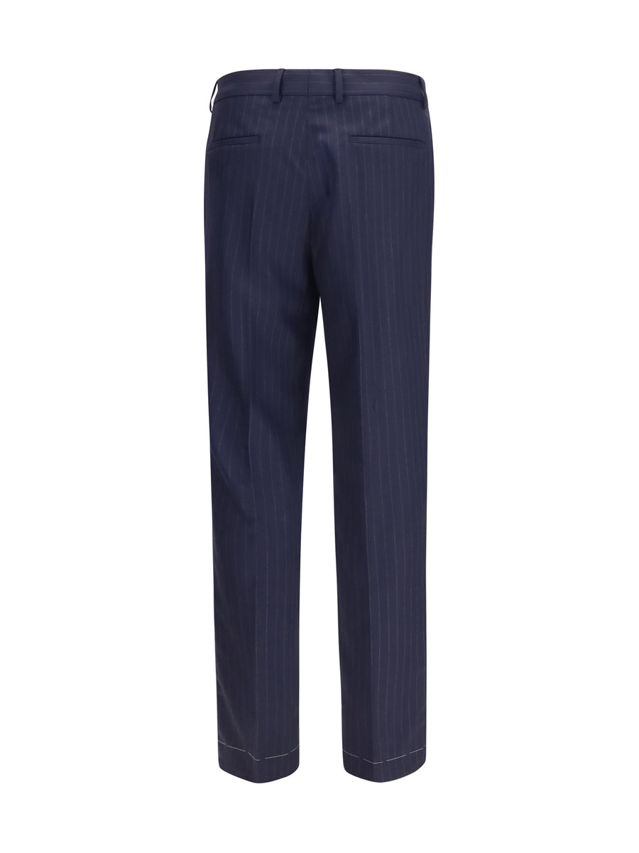 Pants Batavia Pinstriped Navy Fleece Wool (ovis Aries) Trousers