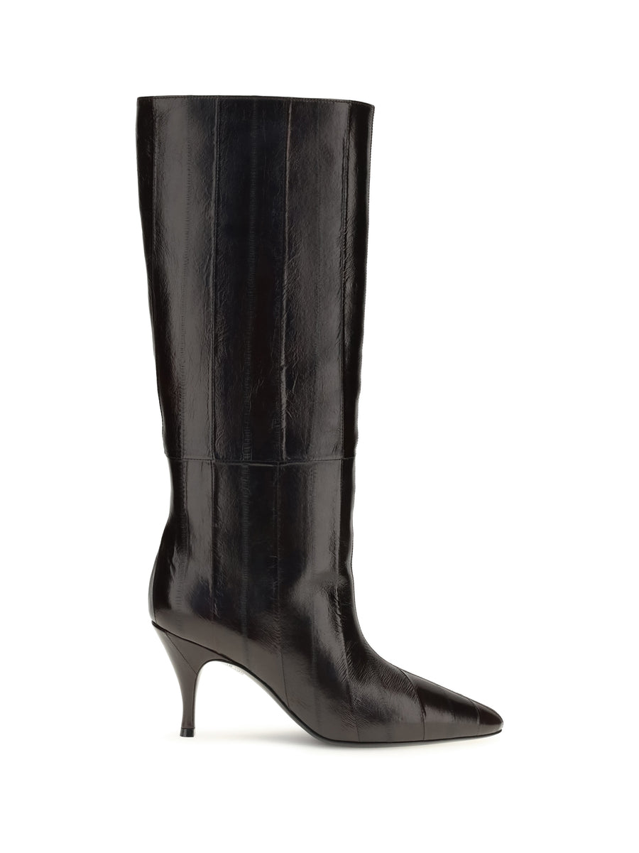 Tall Leather Boots Dark Brown