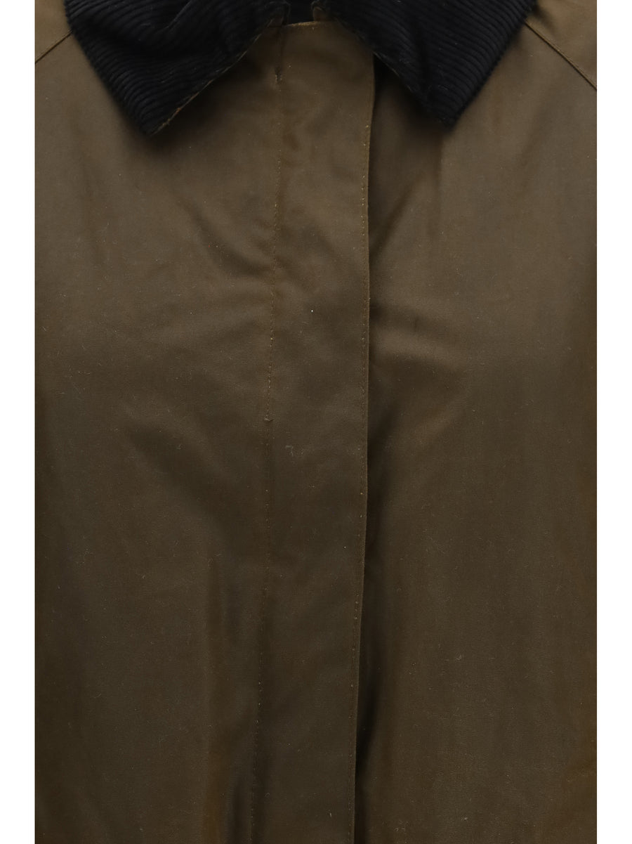 Jacket With Velvet Collar — Brown Cotton