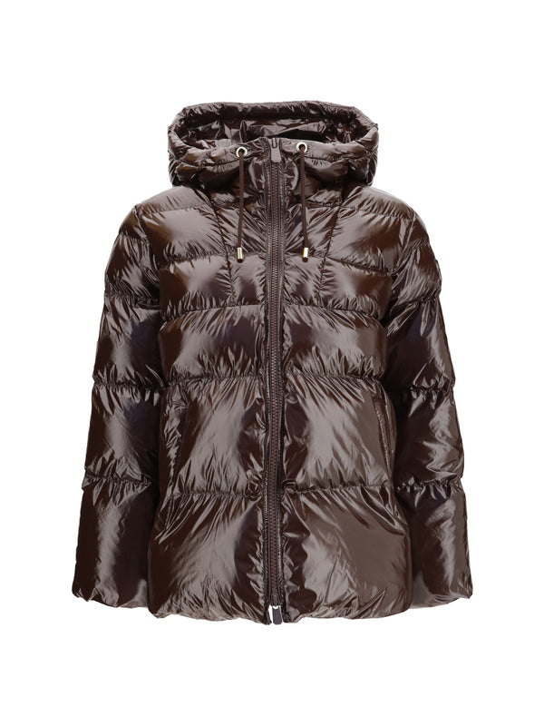 Hooded Eleodoro Down Jacket Marrone Testa Moro