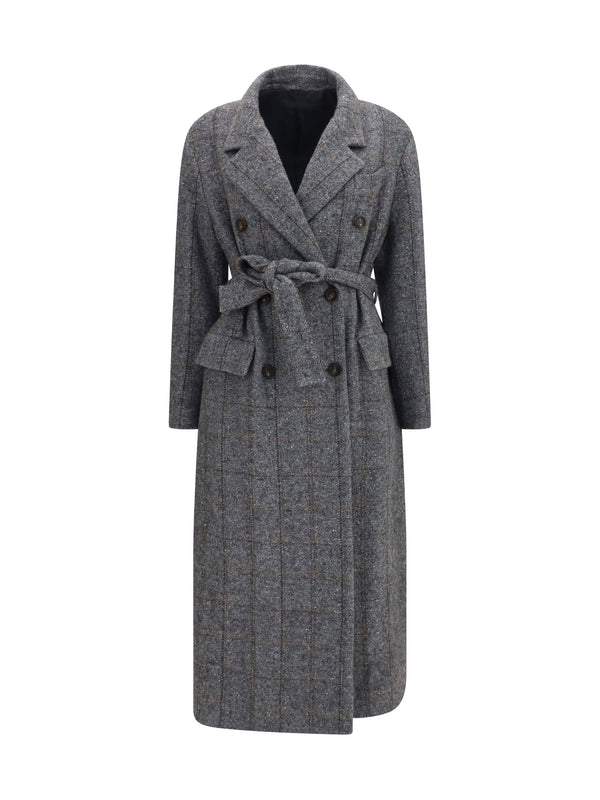 Brunello Cucinelli 63% Alpaca Vicugna Pacos; 25% Polyamide; 4% Silk; 4% Merino Wool Ovis Aries; 3% Cotton; 1% Viscose coat in gray