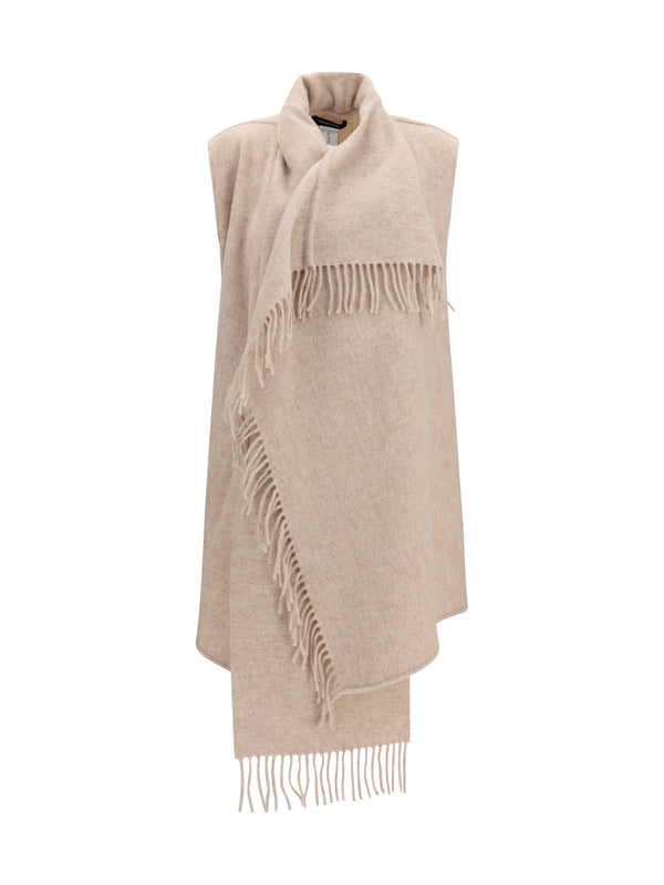 Fabiana Filippi 80% Merino Wool cape in beige