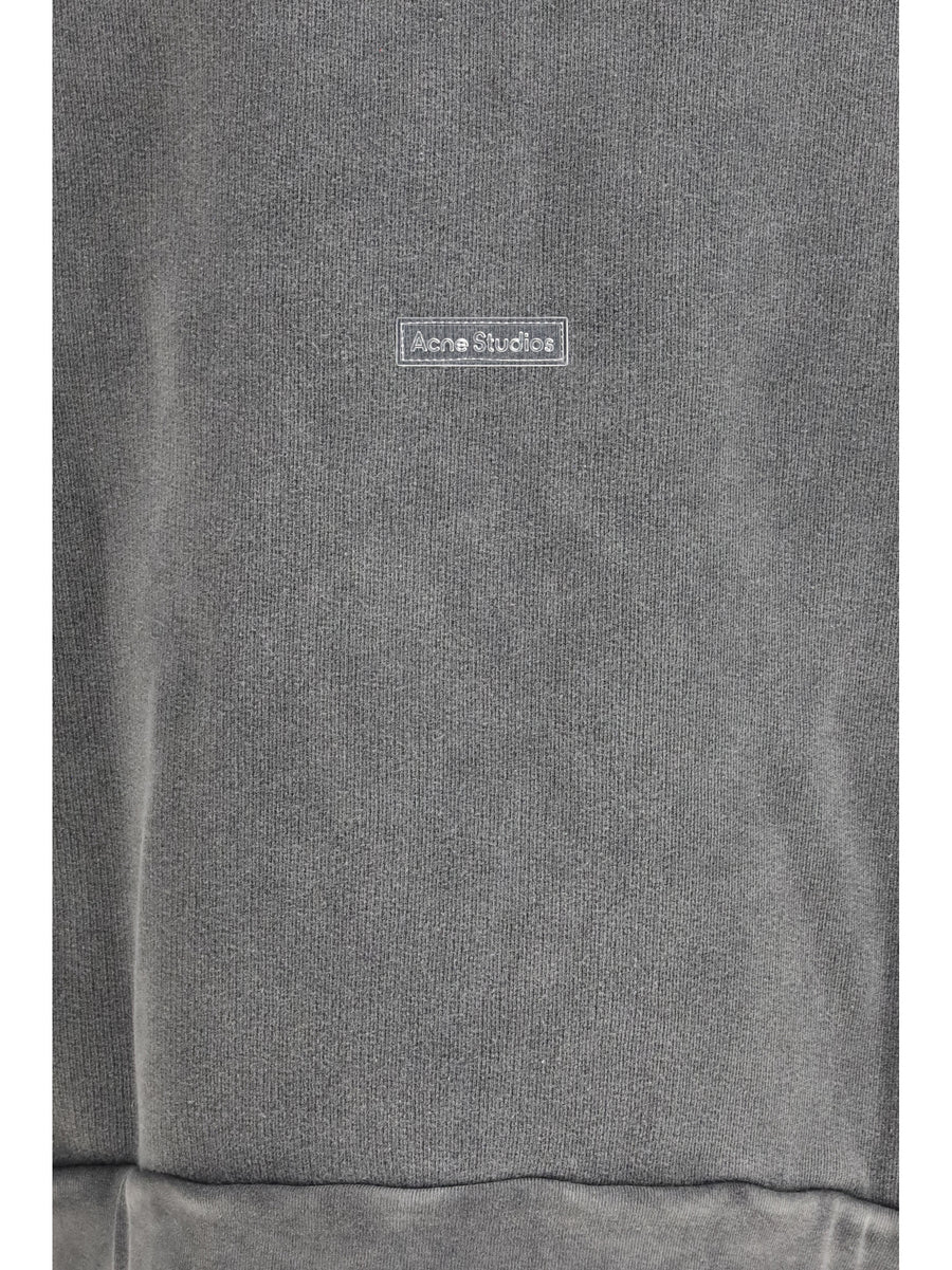 Sweatshirt Patch And Logo Faded Black Cotton Sweatshirts
