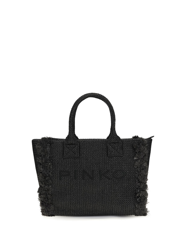 Pinko 100% Raffia tote bag in black
