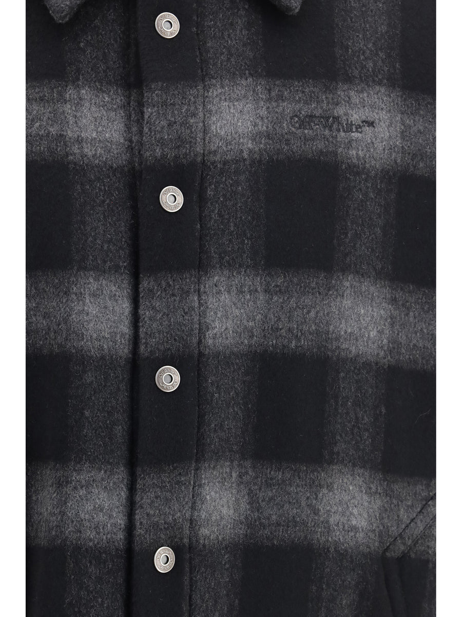 Padded Flannel Jacket Black Wool Outer: (ovis Aries) Coat