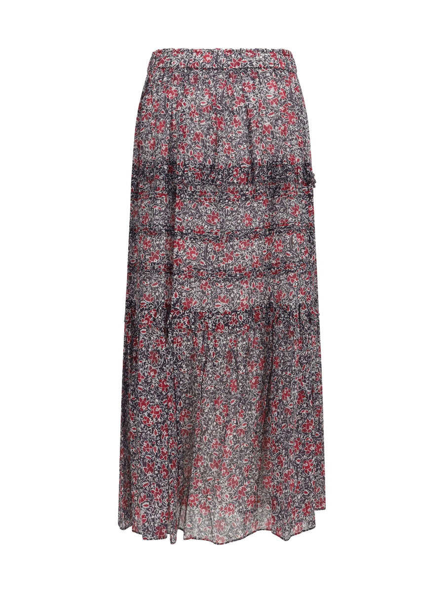 Long Ruffled Skirt Volomia Crushed Berry Cotton
