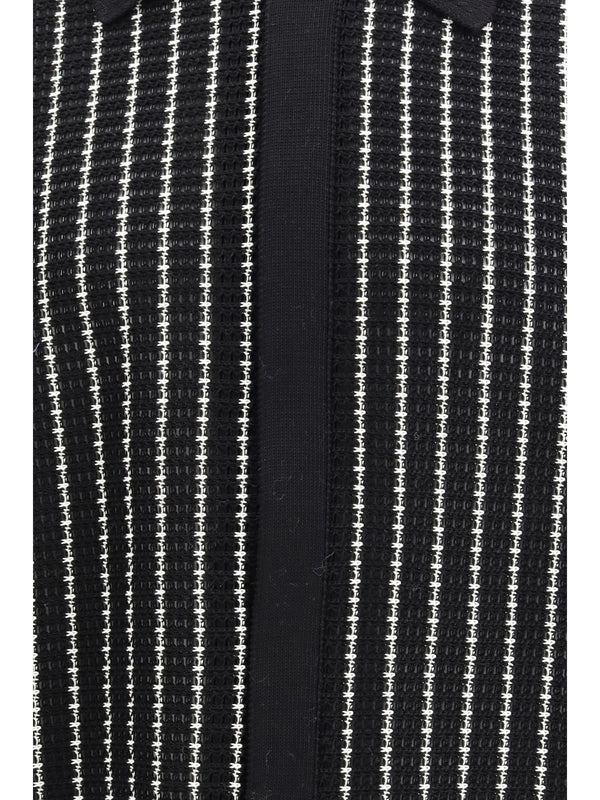 Cardigan Embroidered Crochet Black Cotton Shirt