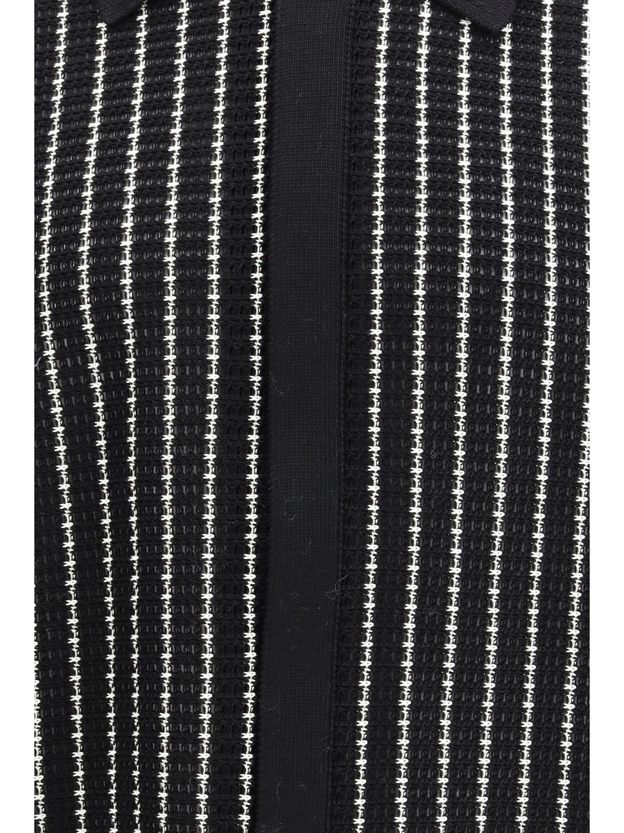 Cardigan Embroidered Crochet Black Cotton Shirt