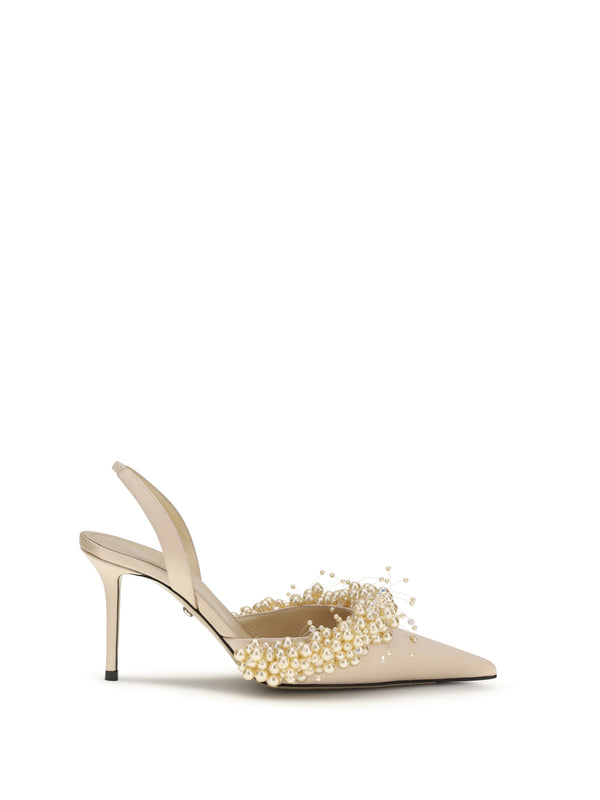 Mach & Mach 100% Silk slingback pump in gold