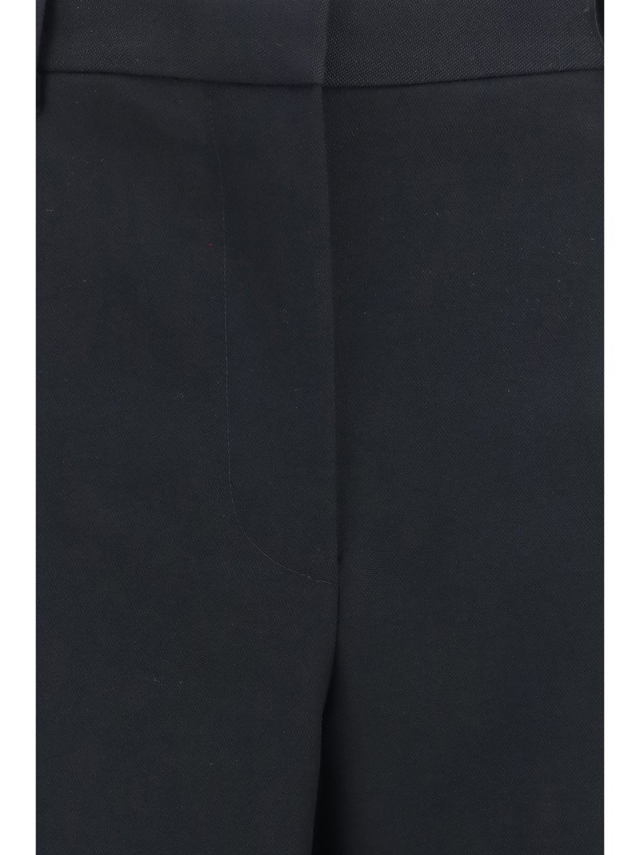 Trousers Wide-Leg Pleated Black Merino Wool