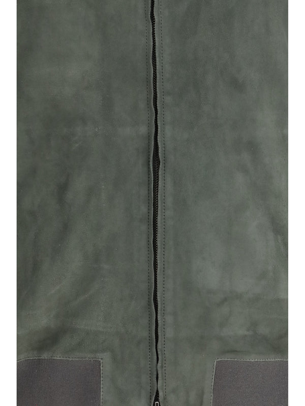Jacket Grey Suede Calf Leather Padded & Down