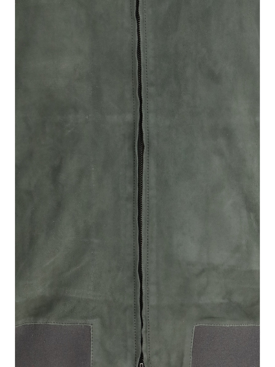 Jacket Grey Suede Calf Leather Padded & Down