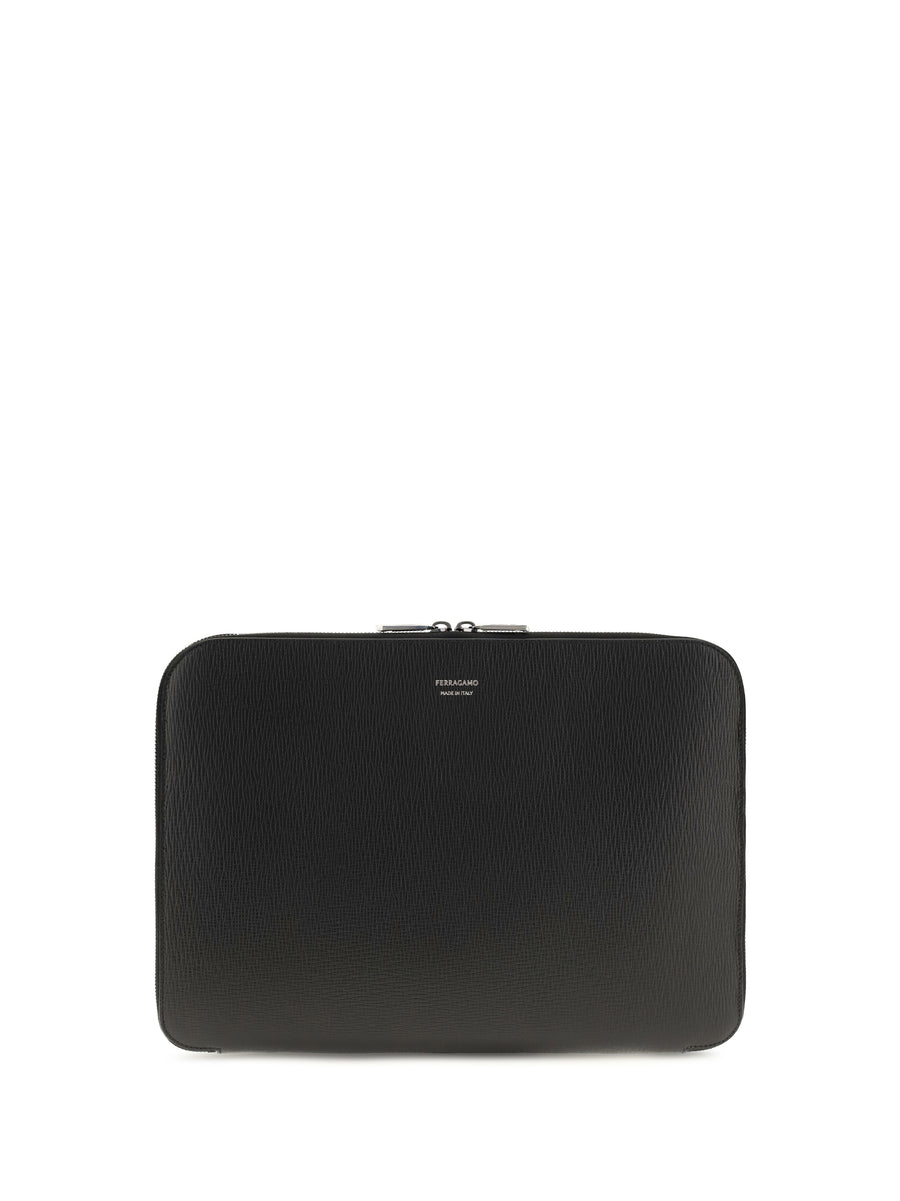 Document Holder Gancini Black Calf Leather (bos Taurus) Shoulder Bags