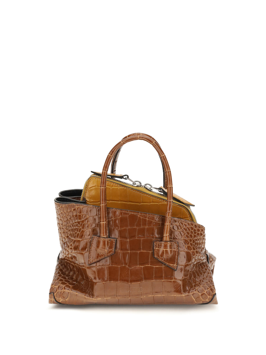 The Attico 100% calf leather top handle bag in brown