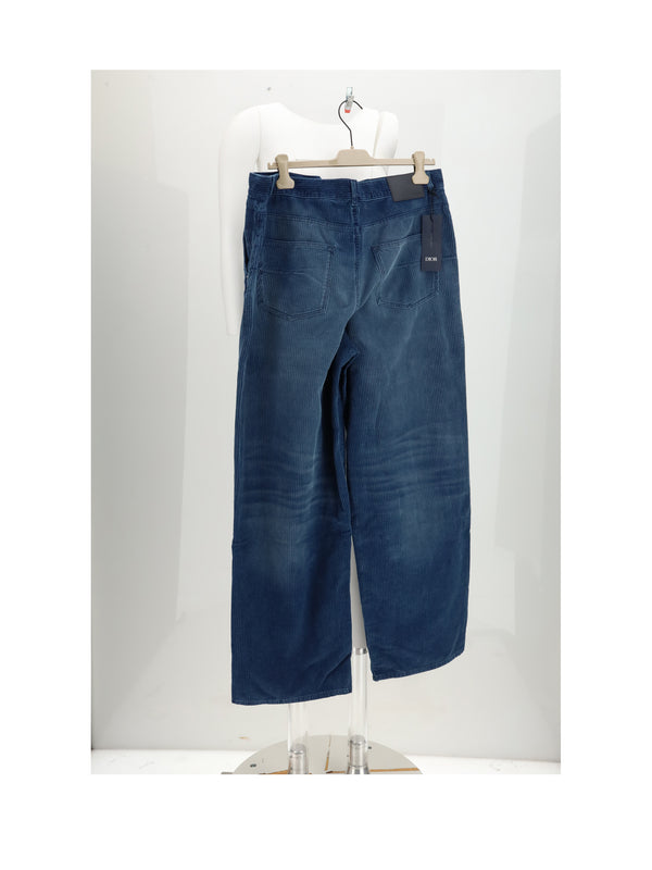 Trousers Velvet Blue Cotton