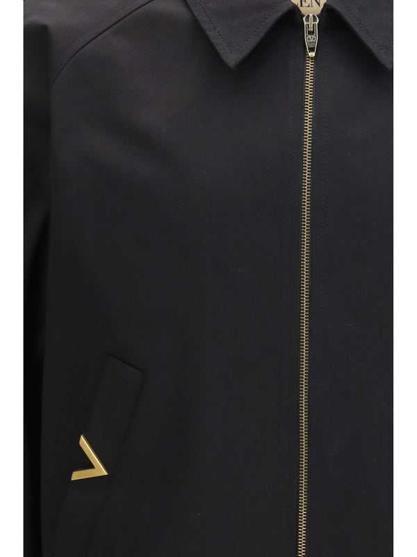 Jacket, Collared, Black Cotton