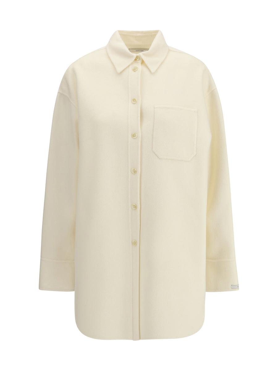 Oversized Riber Wool Shirt Latte