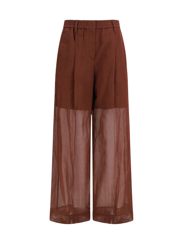 Brunello Cucinelli 100% Cotton trousers in mulberry