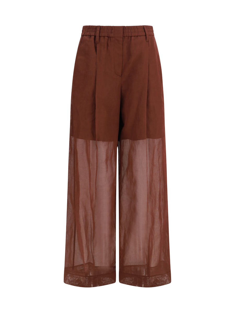 Brunello Cucinelli 100% Cotton trousers in mulberry