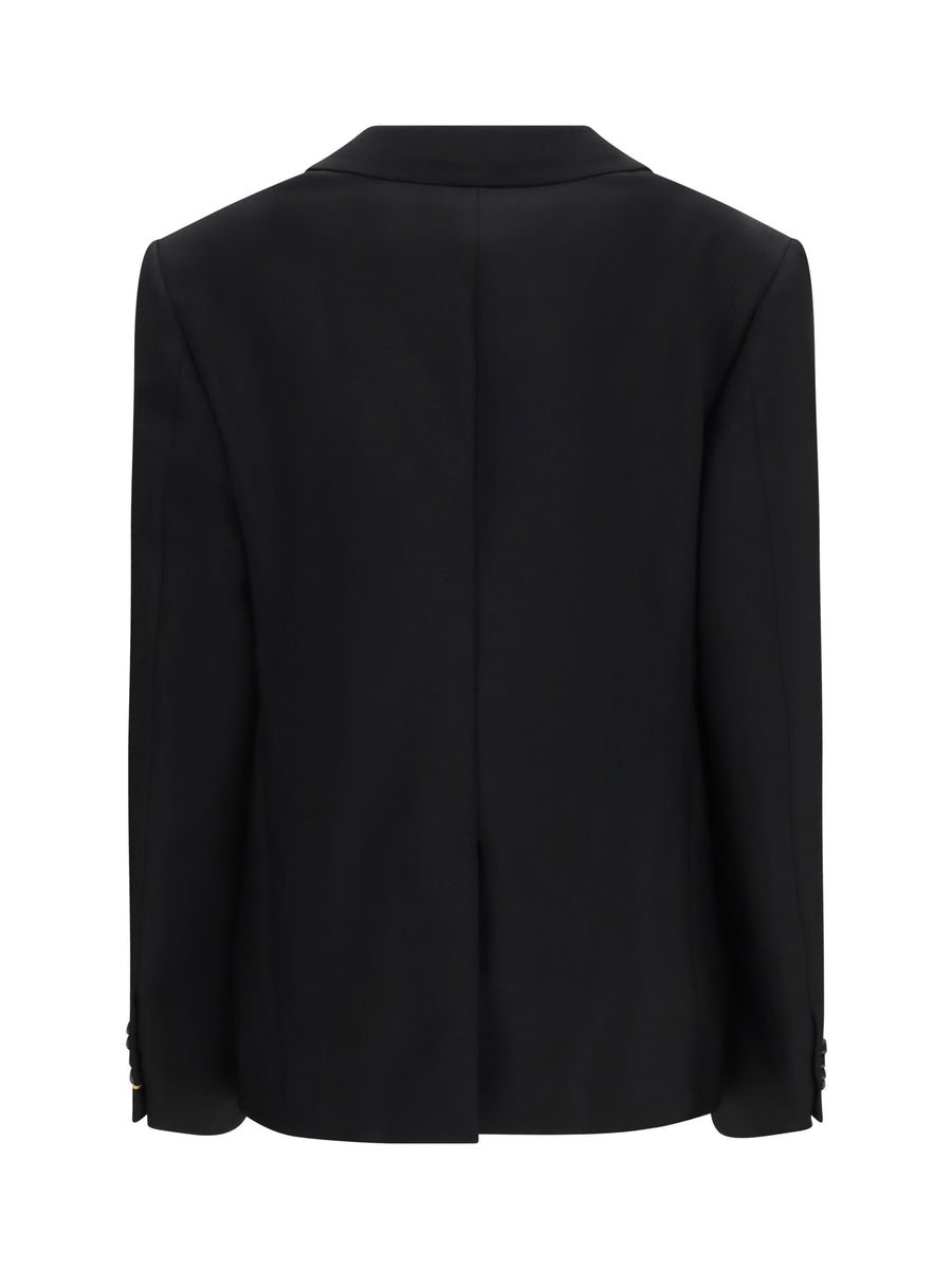 Kid Mohair Single-Breasted Blazer Black Jacket
