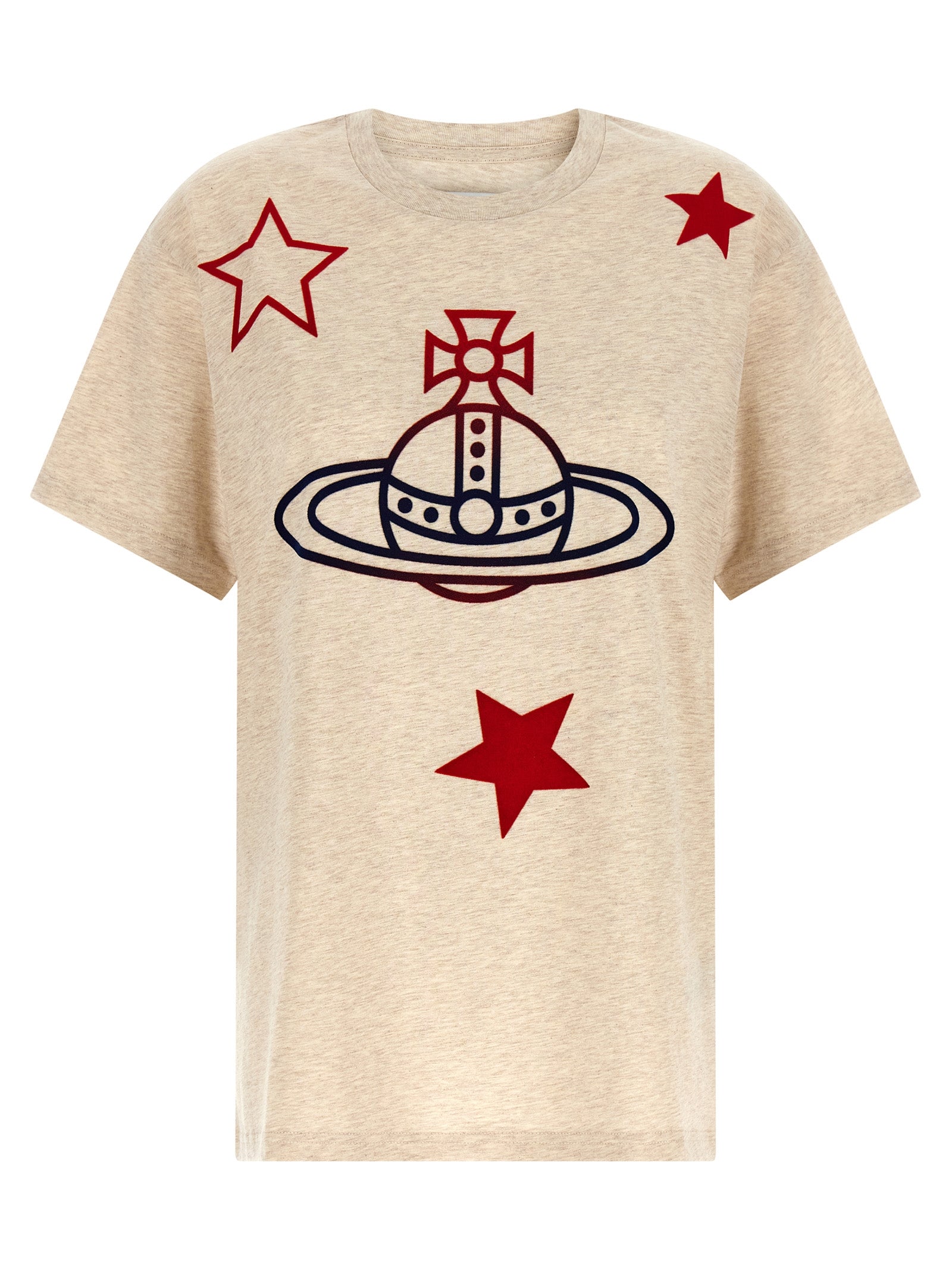 Orb And Stars Classic T-Shirt Beige Cotton