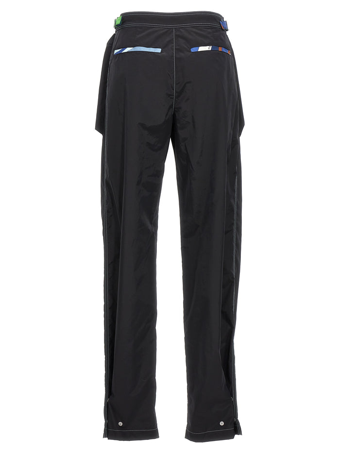 Logo nylon pants Black Polyamide Cotton