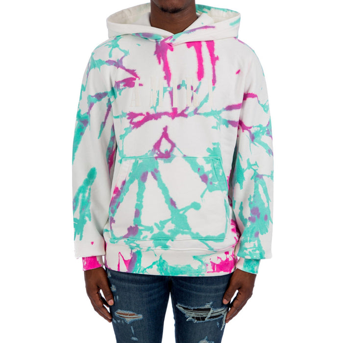 Amiri Logo Tie-Dye Hoodie Sweatshirt White Cotton