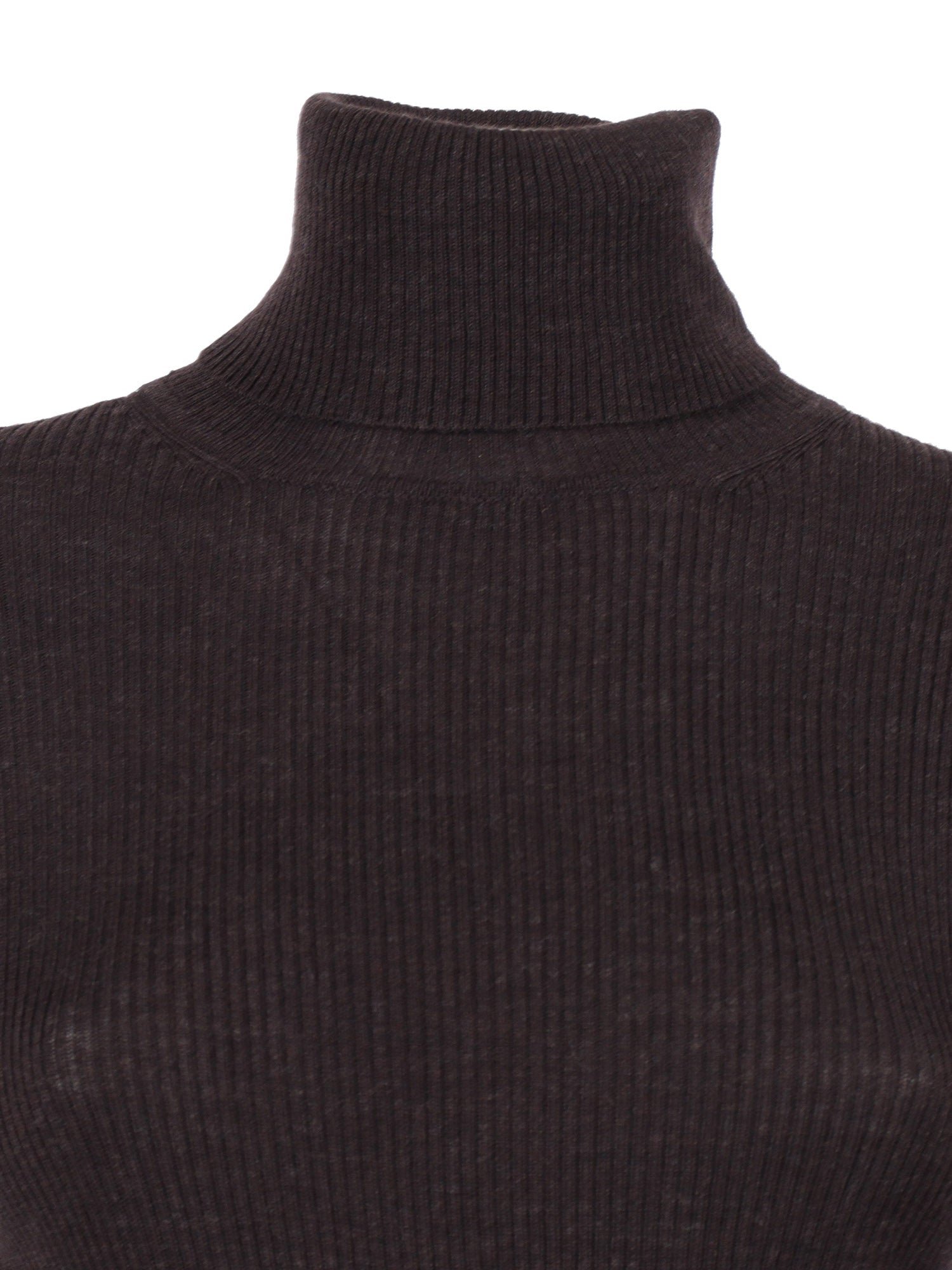 High Neck Sweater Brown Wool Turtleneck