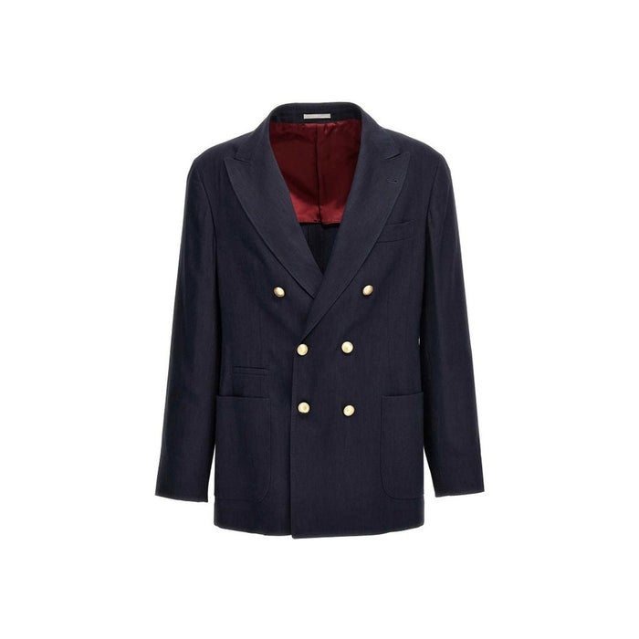 Linen And Wool Jacket Blue Virgin