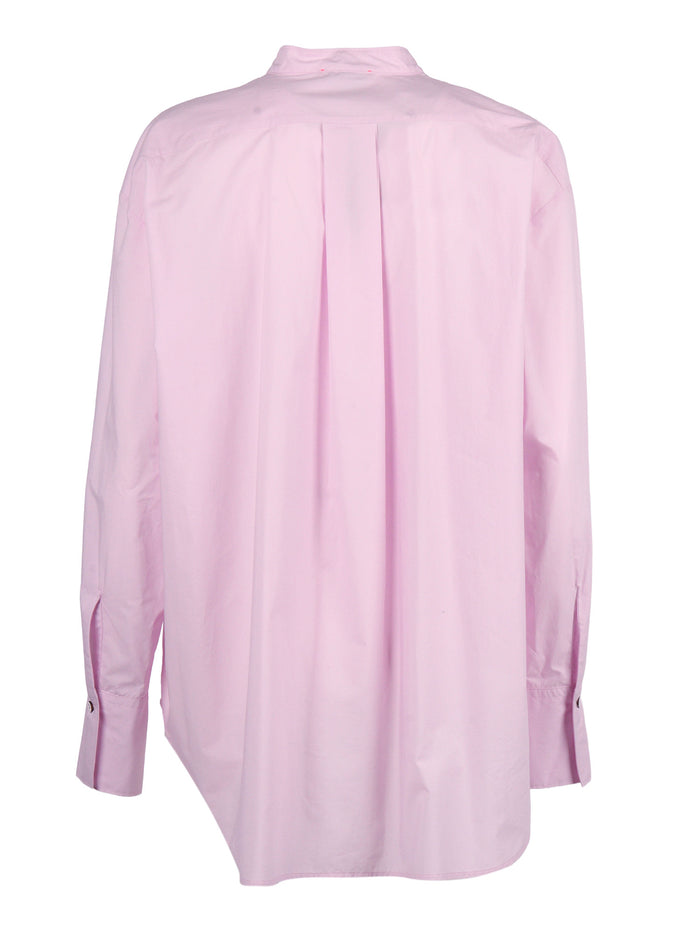 Masculine Poplin Shirt With Les Fleurs Embroidery Pink Cotton