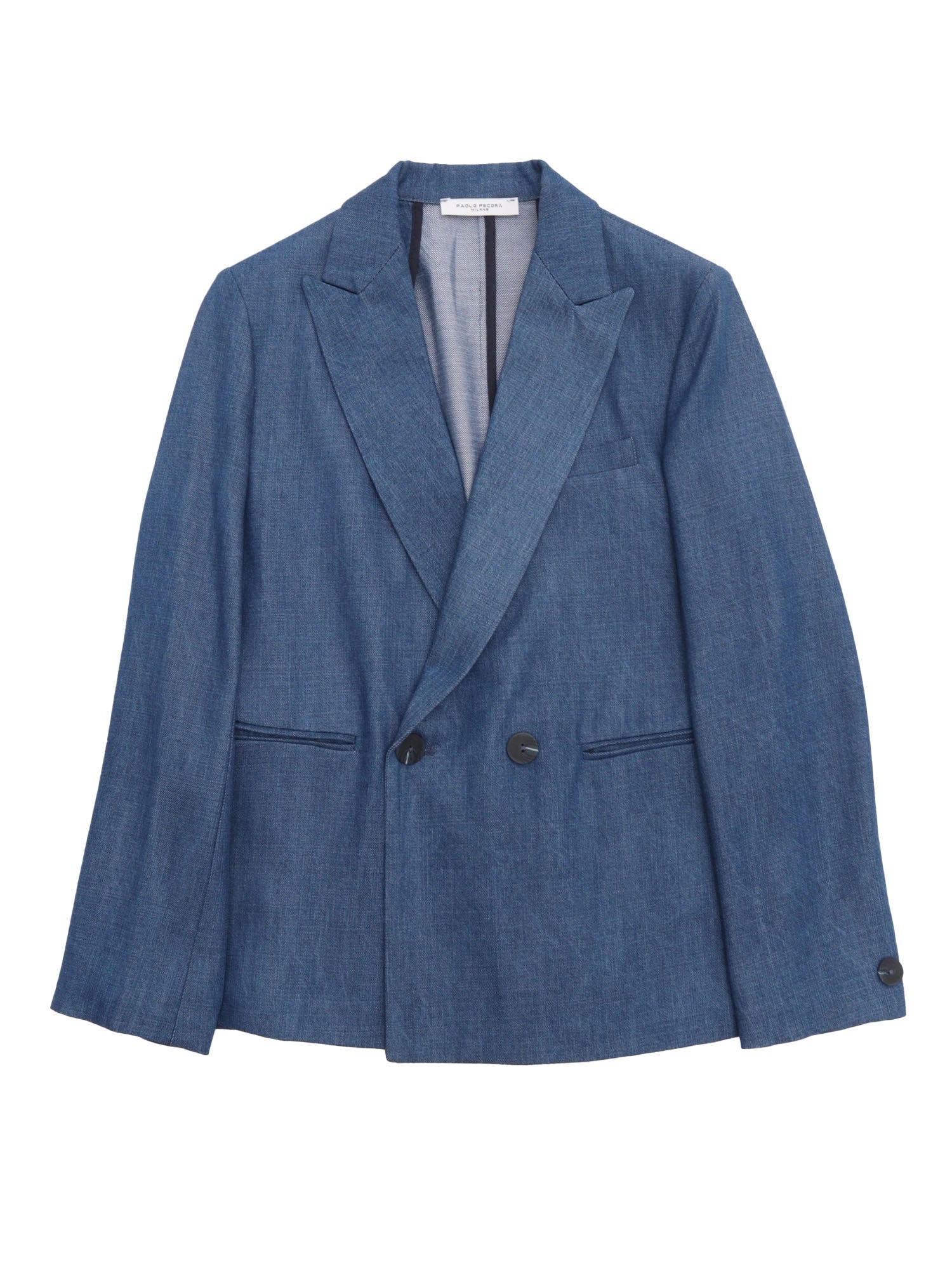 BOY DOUBLE BREASTED JACKET Blue Tencel
