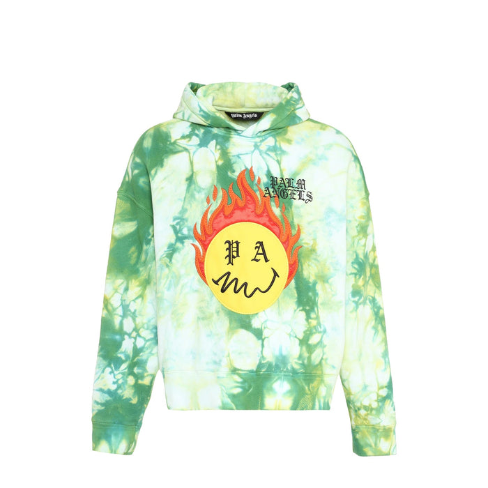 Hoodie Patch Sweatshirt Green Cotton