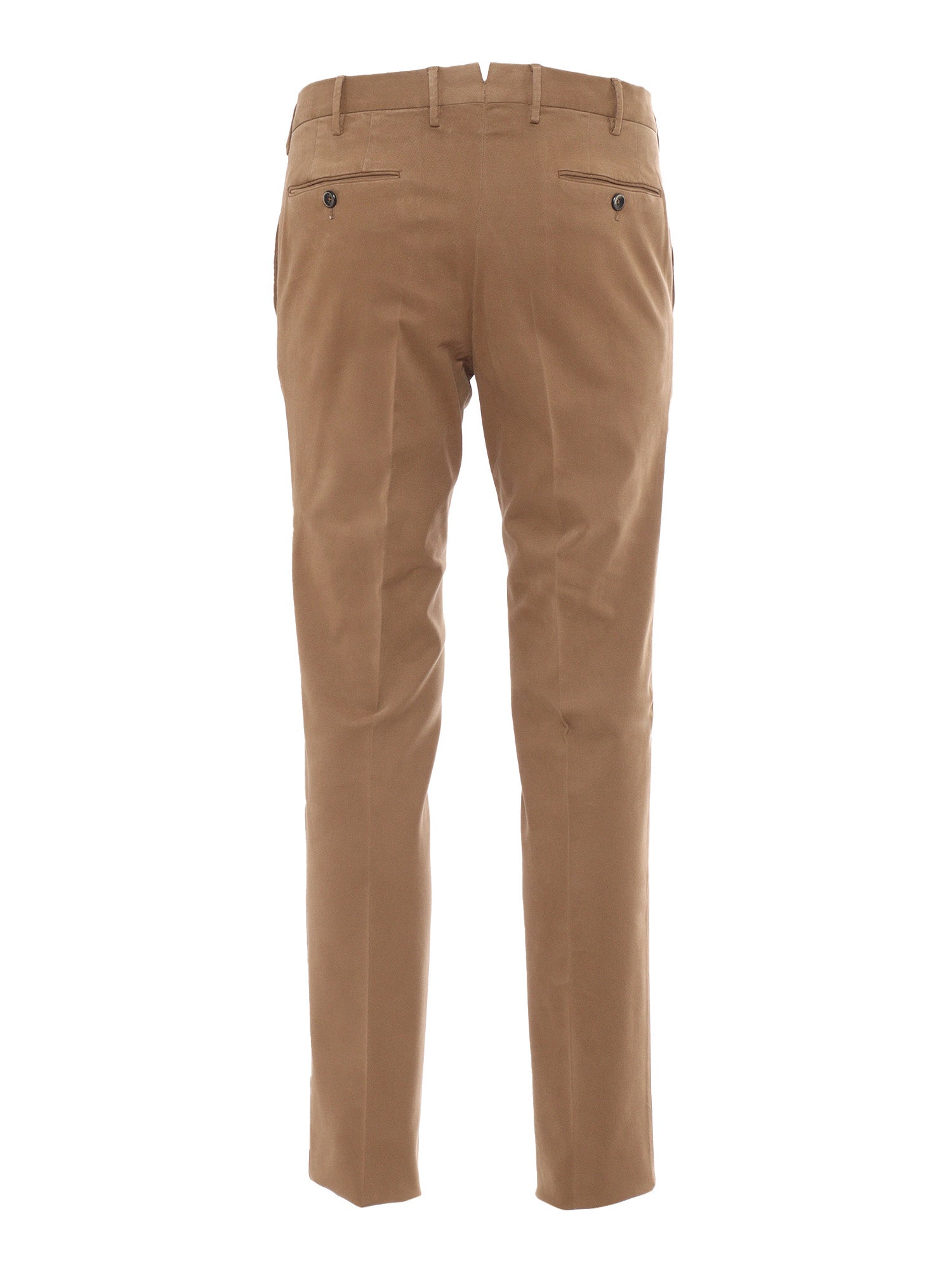 Slim, Flat Front, Diagonal Pockets Camel Modal Cotton Elastane Pant