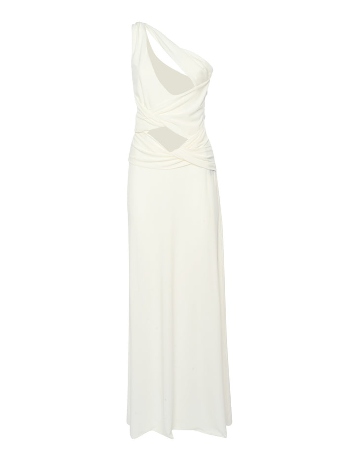 One shoulder dress White Viscose Long