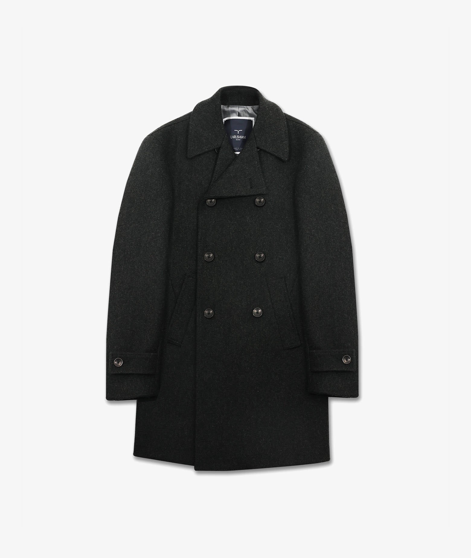 Wool And Cashmere Peacoat Fitz Roy Grey Capo Lungo Industriale