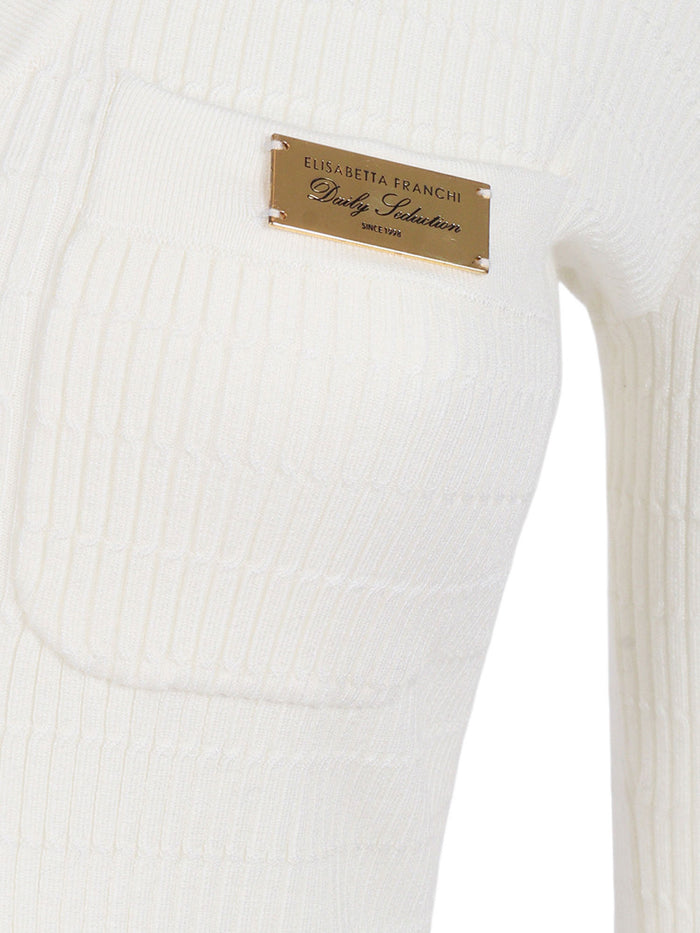KNITTED TOP White Lyocell Polyamide Silk Crewneck