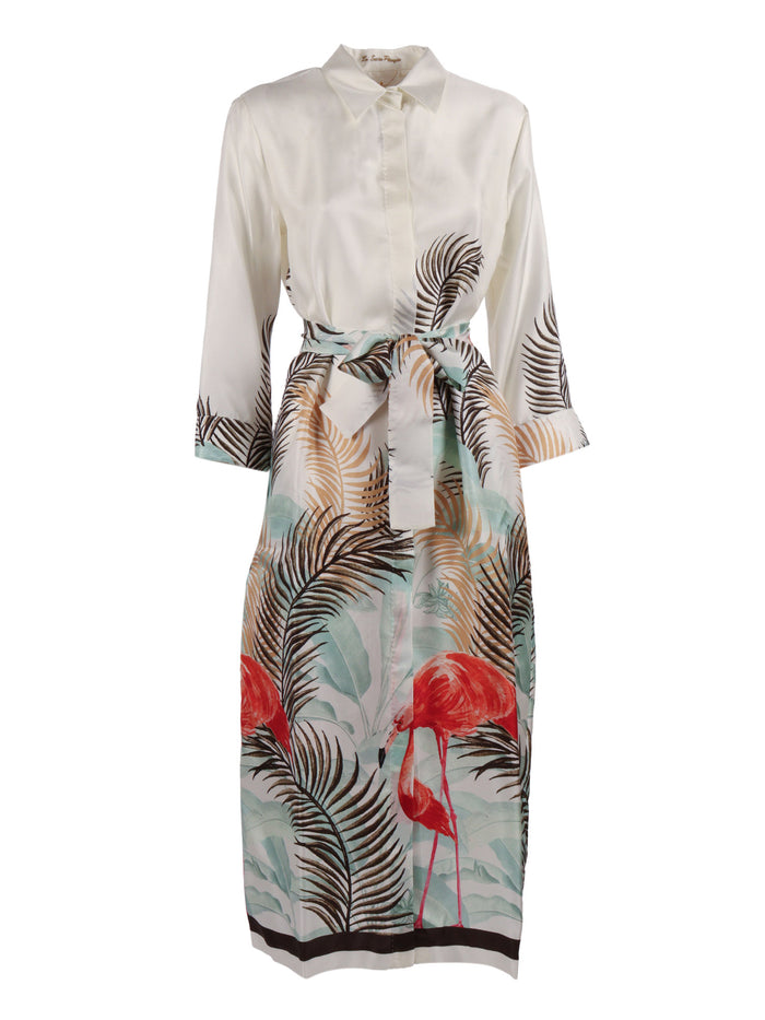 Dark Green Patterned Dress White Abiti E Tute Donna