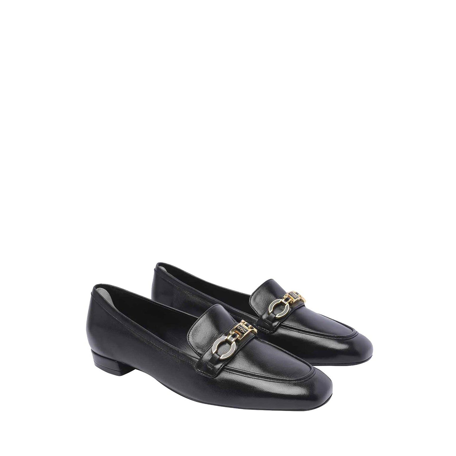 Signature Square Leather Loafers Black Calf