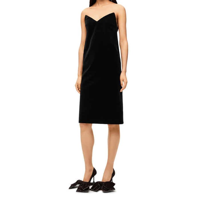 Loewe Bustier Velvet Dress Black Cotton Elastane