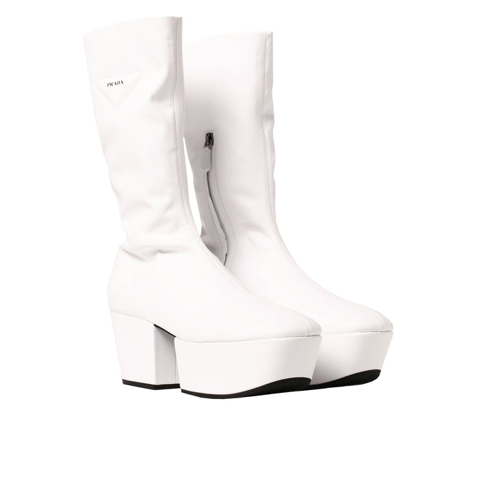 Platform Pull On Boots White Polyurethane