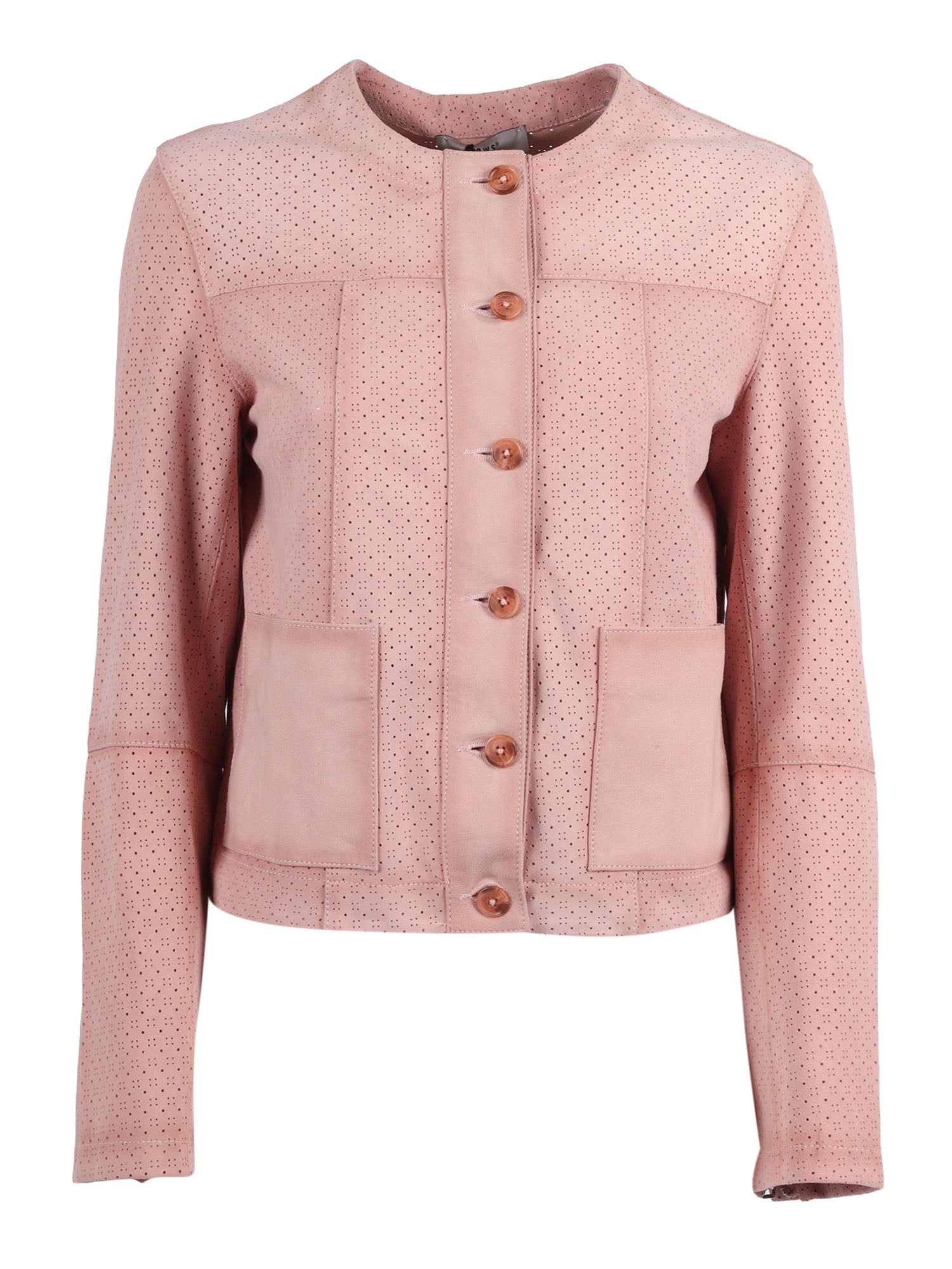 Woman Goat Suede Leather Jacket Pink Goatskin