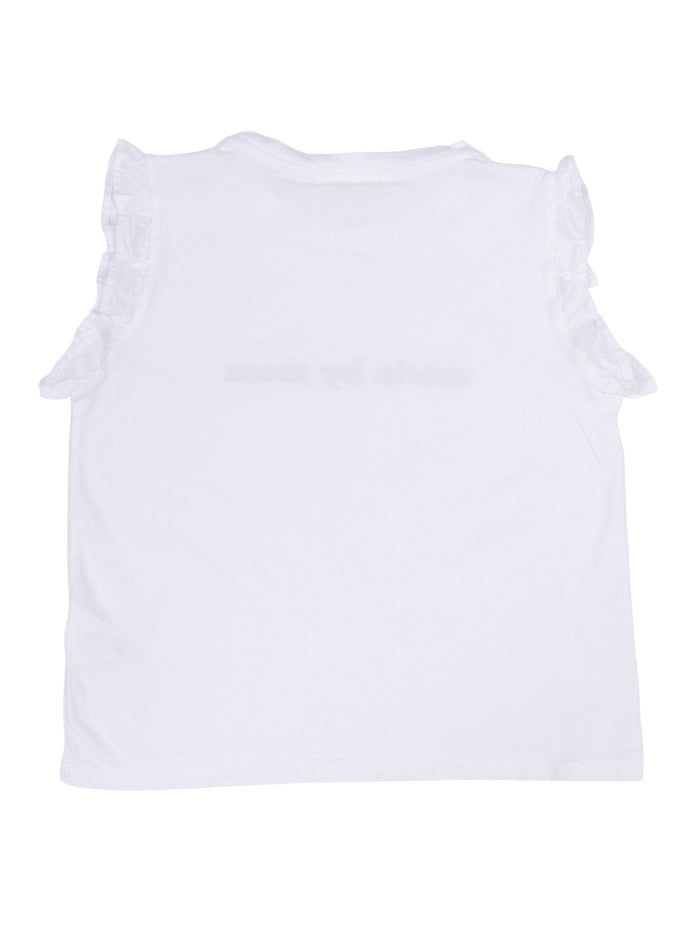 Mom T-Shirt White Cotton Short Sleeves