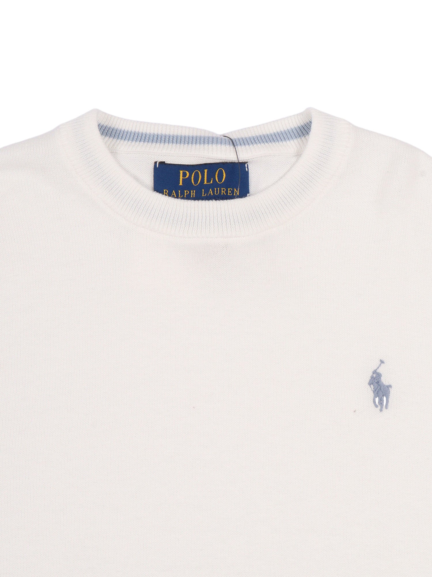 LS CN-TOPS-SWEATER White Cotton Crewneck