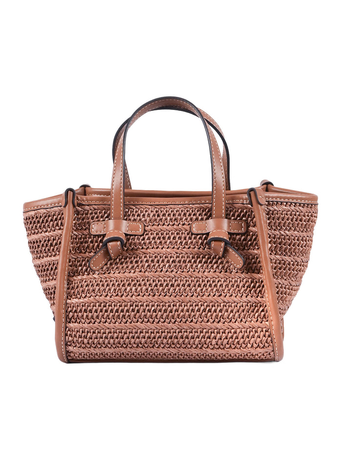 LEATHER AND FABRIC BAG Camel Shoulder