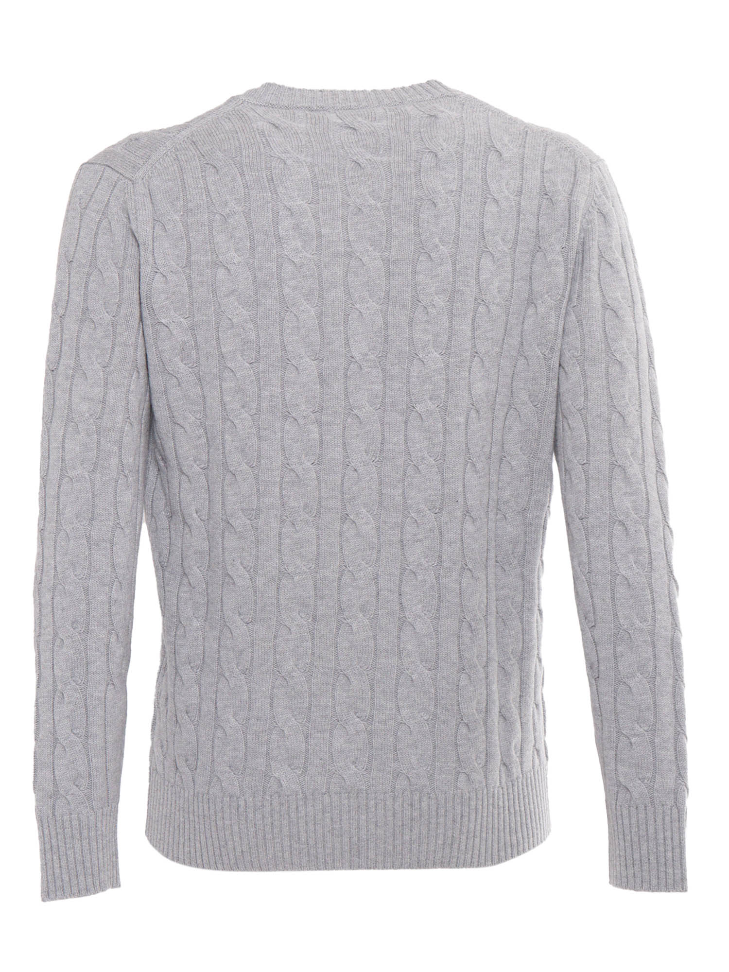 Ribbed Crewneck Sweater Grey Extrafine Merino Wool