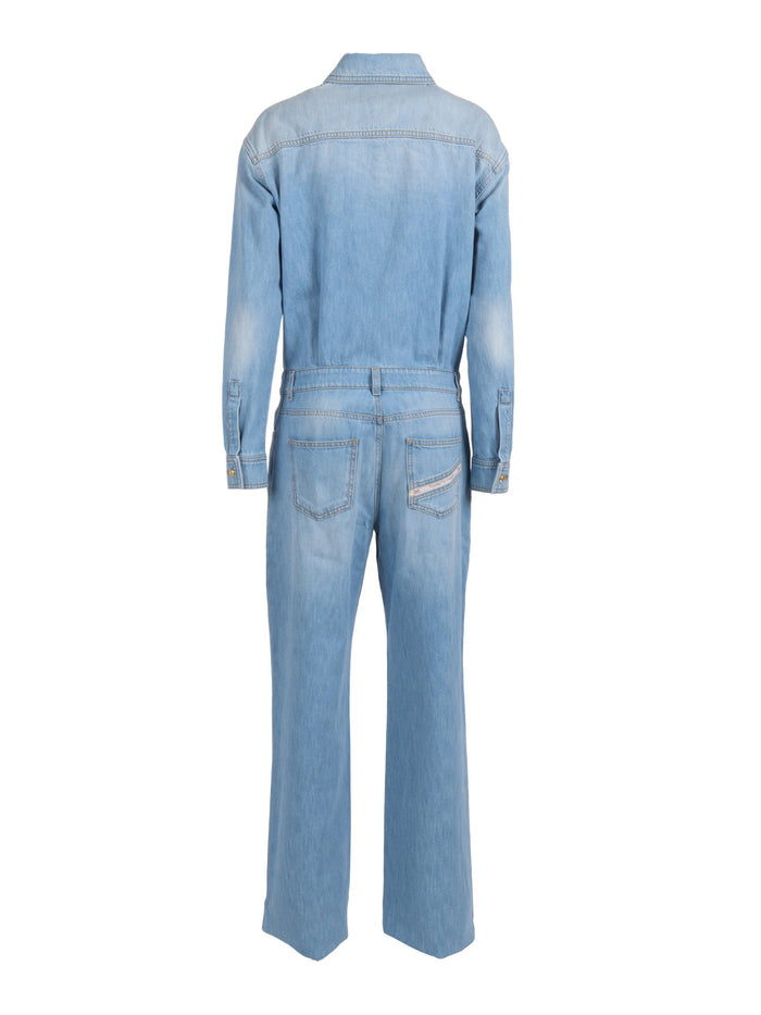PLAYSUIT WITH DENIM TOP AND SHORTS Blue Cotton Midi Dress