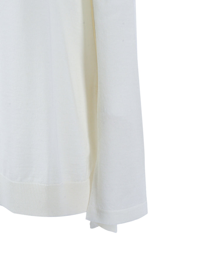 Sweater White Virgin Wool Crewneck