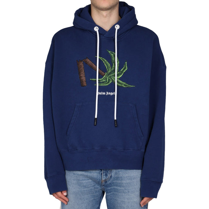 Palm Angles Hoodie Sweatshirt Blue Cotton